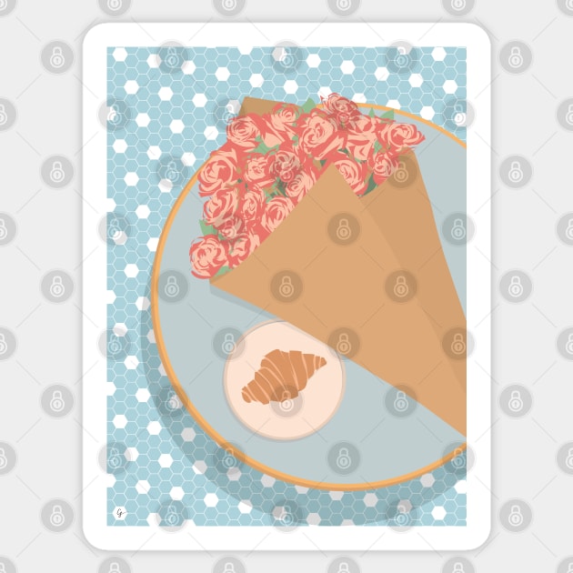 Les Fleurs de Paris - Roses, Croissants and Cafes Sticker by lymancreativeco